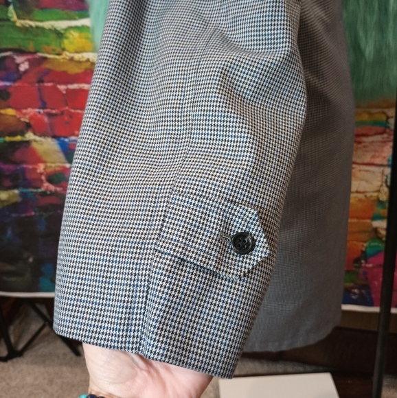 London Fog Men's Parliament Plush Gray Houndstooth Trench Coat Size 40 Reg - Picture 12 of 15